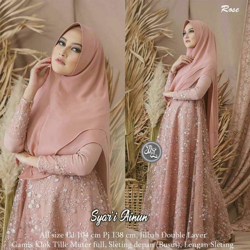 GAMIS SYAR'I RAMADHAN LEBARAN FREE JILBAB TERBARU WANITA BRUKAT MURAH TERLARIS BEST SELLER GAUN DRES