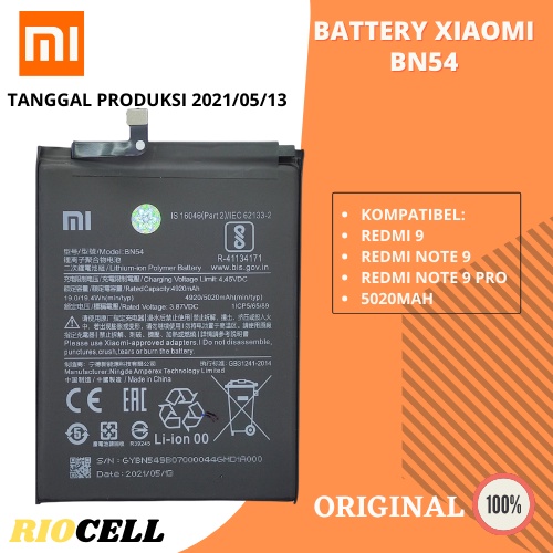 Baterai BN 54 / BN54 Xiaomi Redmi 9 / Note 9 / 9 Pro Original 100%