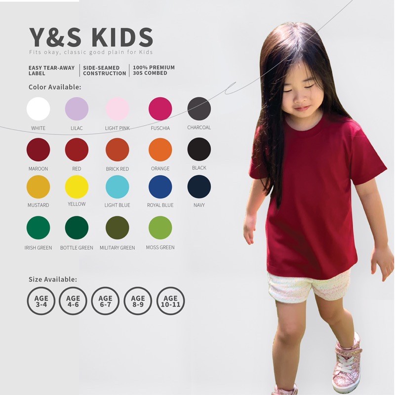 Kaos polos anak kids Y&amp;S yarnspindle