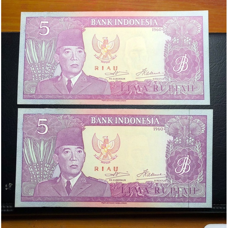 Uang Kuno 5 Rupiah Soekarno Riau 1960 Langka