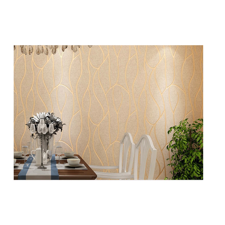 AKN88 - Wallpaper 3D Non Woven Modern Curved Stripe 53cmx10m - Champange 6004