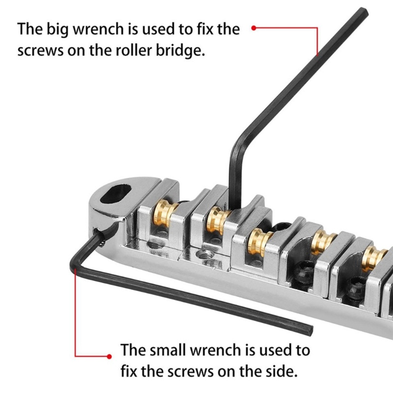 Roller Saddle Bridge O-Matic Dengan Stud Dan Kunci Pas Allen Pengganti Untuk Gitar Elektrik