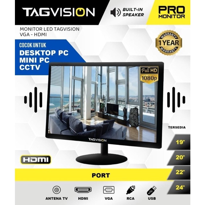 Monitor Led TAGvision 22inch support HDMI + VGA