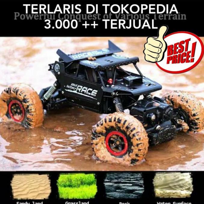 Mobil Remot 4WD ROCK CRAWLER OFFROAD 2.4Ghz Mainan RC Remote Control - Hitam