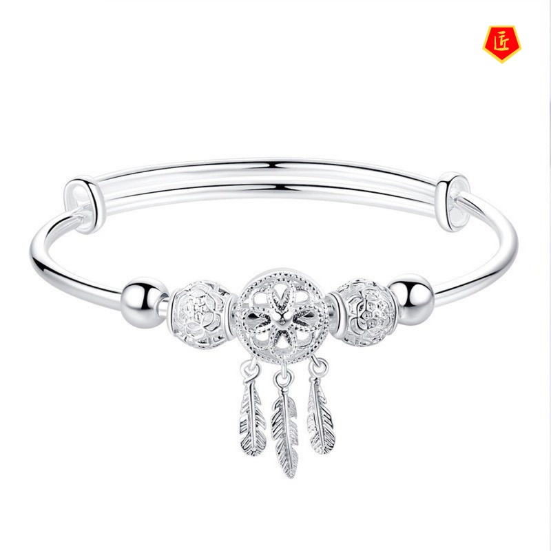 [Ready Stock]Simple Dreamcatcher Silver Bracelet Female Niche Personality