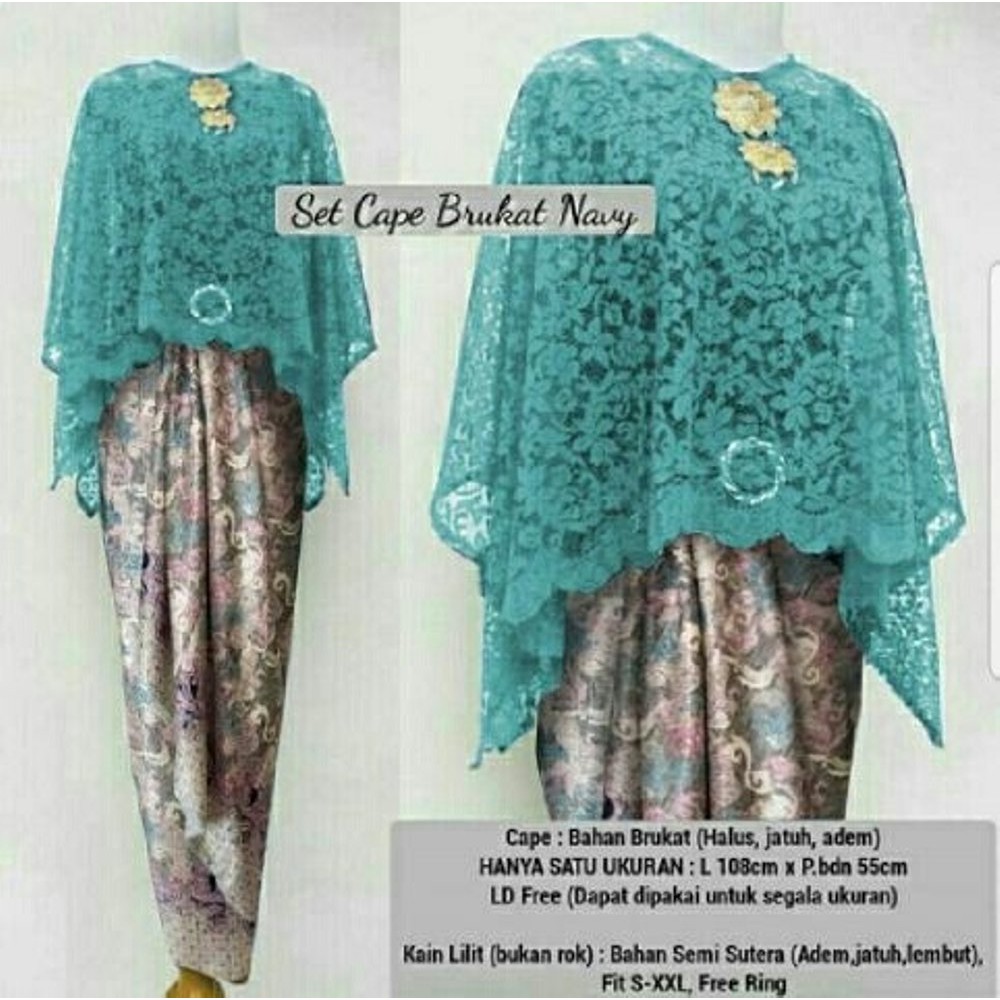 SETELAN KEBAYA CAPE BRUKAT ROK BATIK 2W CL04  KEBAYA BATIK  BRUKAT KEBAYA MODERN  SET CAPE BRUKAT