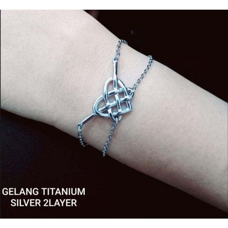 GELANG TANGAN TITANIUM DUA LAYER MODEL IKATAN CINTA READY 3 WARNA