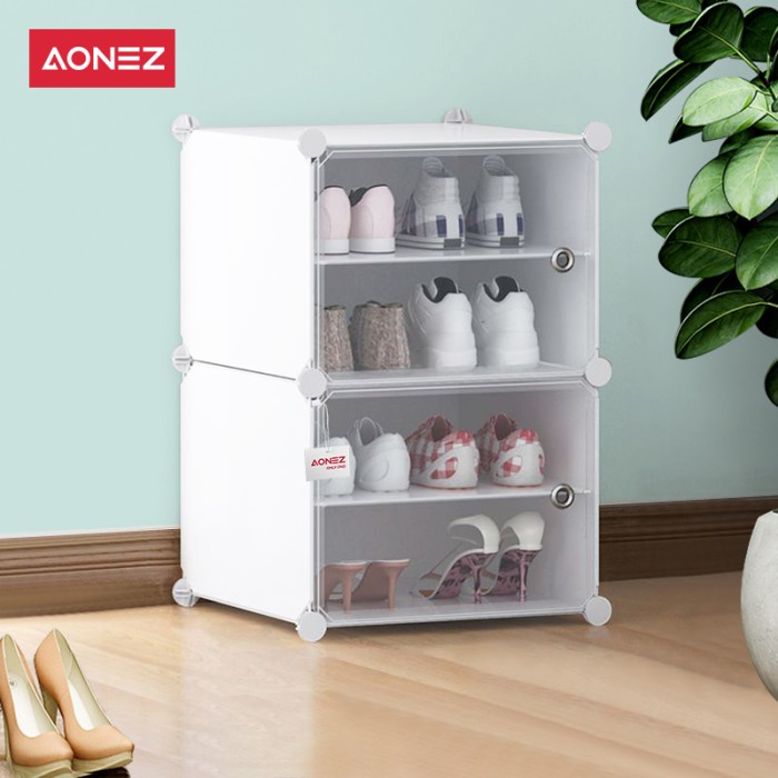 AONEZ RAK SEPATU ANTI DEBU 2 KOLOM 6/4 LAYER PORTABLE KOTAK SEPATU