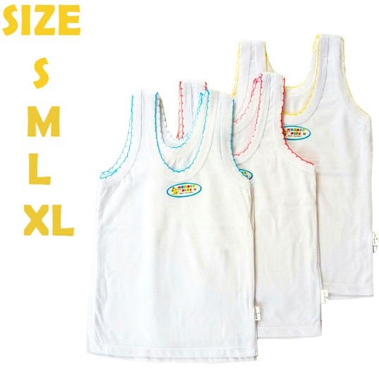 3 Pcs Singlet Wonder Kids Anak | Kaos Dalam Bayi Baru Lahir Laki Perempuan Baby New Born | Sguna | Pakaian Dalam Balita