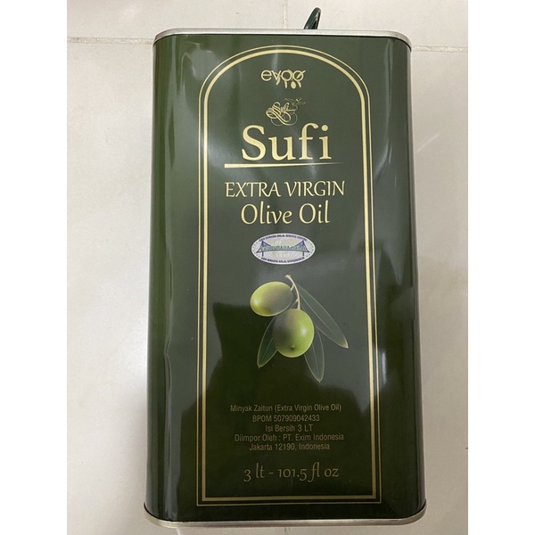 Sufi Extra Virgin Olive Oil 3 Liter EVOO Minyak Zaitun
