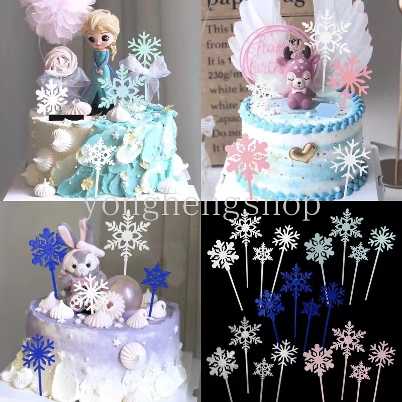 4pcs / set Topper Kue Desain Snowflake Untuk Dekorasi Pesta Pernikahan