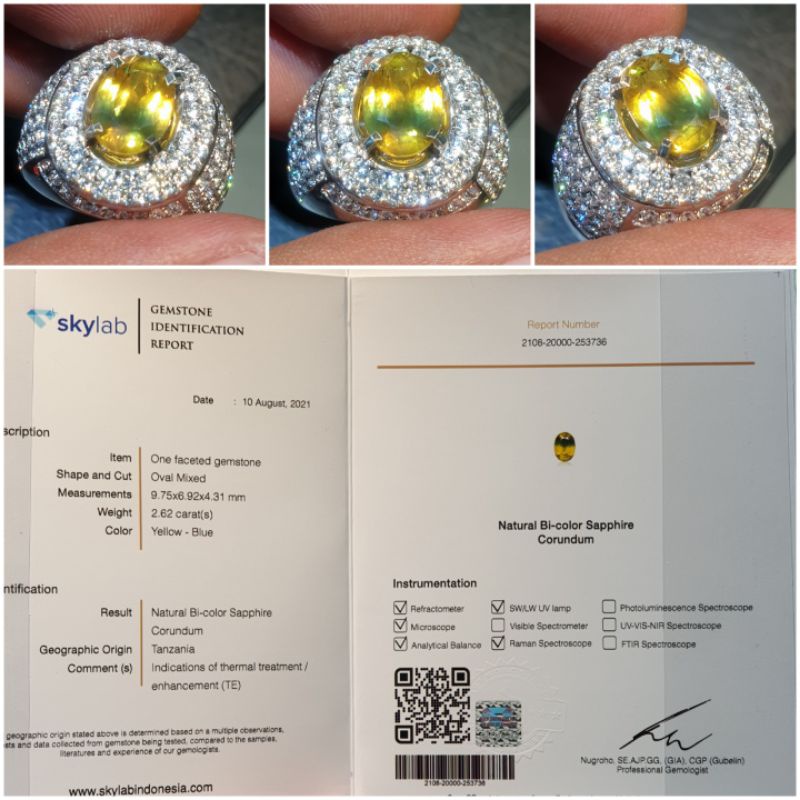 Natural Bi Color Sapphire Tanzania Sertifikat 2.62 crt