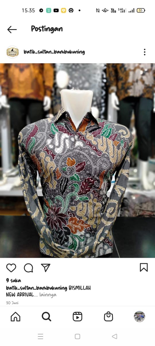 Aji Kuning Kemeja Batik Pria Solo Lengan Panjang Lapis Furing Aljaya Atasan Modern Premium Original