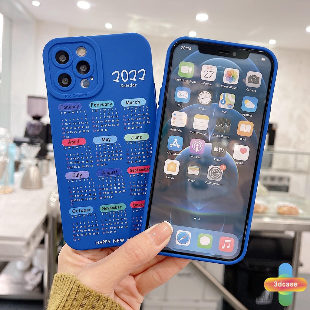 Case HP Compatible For IPhone 12 11 13 PRO MAX 6 7 6S 8 Plus X XR XS MAX Se 2020 6SPlus 7Plus 6Plus 8Plus XSMAX Klein Blue 2022 Calendar Angel Eyes Camera Protector Soft Case Cover