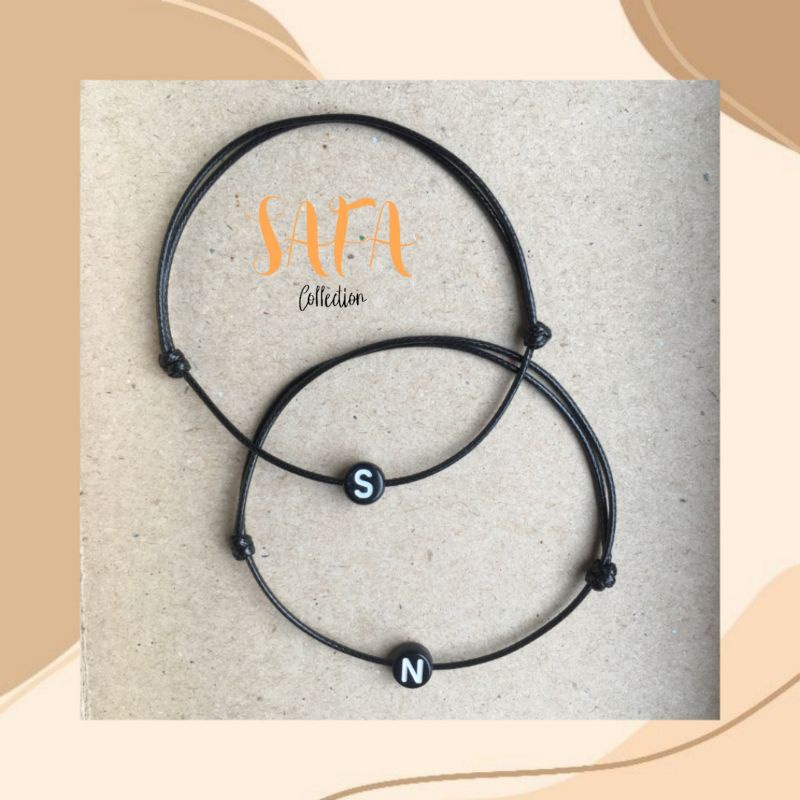 Gelang Tali Huruf Bulat Hitam