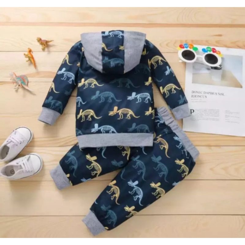 Hoodie Set | Setelan Sweater Hoodie Anak Laki-laki Dan Perempuan 1-5 Tahun/Setelan Baju Bebyterry Flecce Hoodie Rawr Termurah