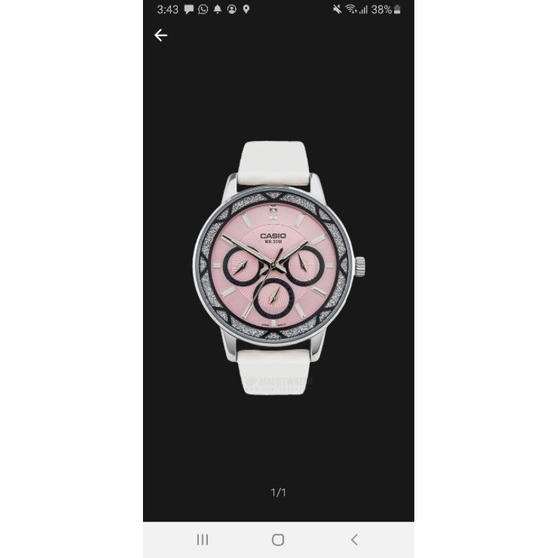 PRELOVED CASIO WATCH LTP-2087SL-4AVDF LADIES PINK DIAL WHITE LEATHER STRAP