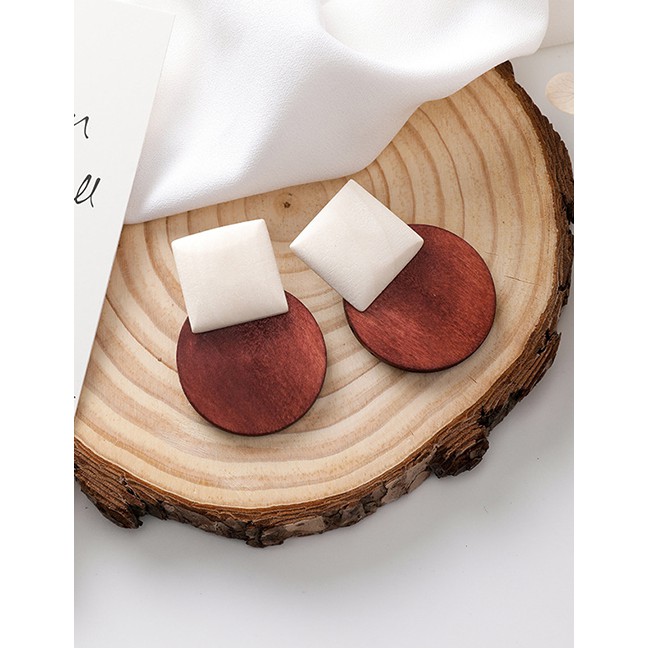 LRC Anting Tusuk Fashion Wood Geometric Earrings D28083