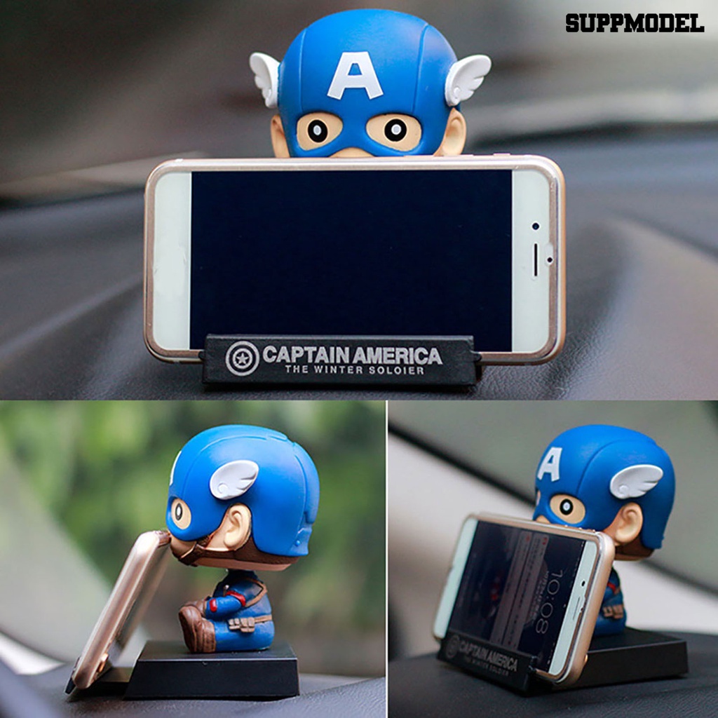 Ornamen Dasbor Mobil model Kartun Captain America Batman Iron Man Kepala Goyang