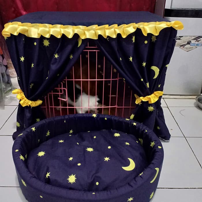 tempat tidur-tirai-kelambu-penutup kandang kucing anjing  Shopee 