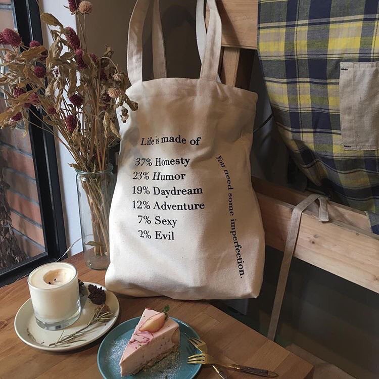 TC-44 tas kanvas canvas text wanita tote bag import jepang korea