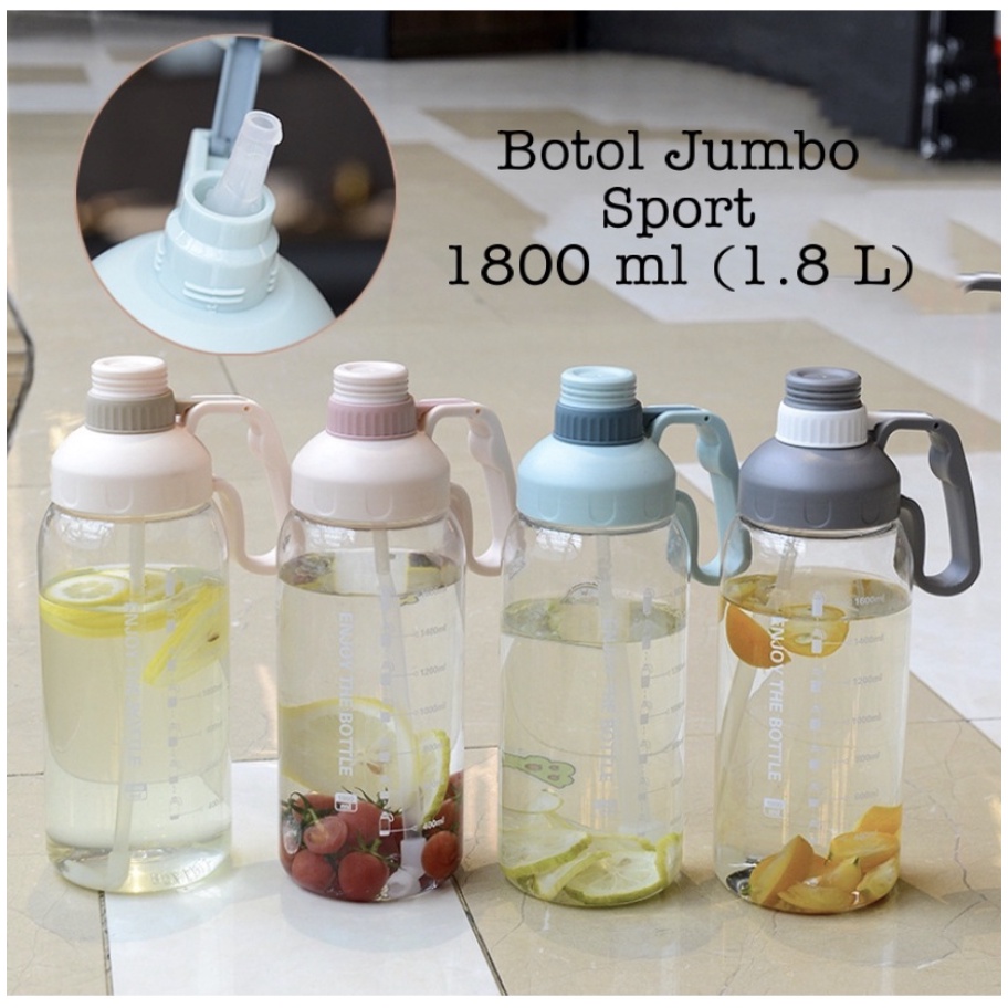 Botol Minum Jumbo Sport 1800 ml / Botol Minum Anti Tumpah Klip 1.8 L BPA FREE