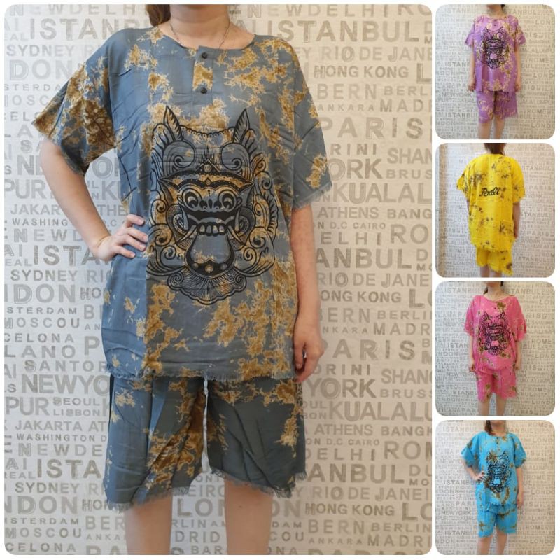 baju Bali stelan XL baju dan celana barong katun dewasa