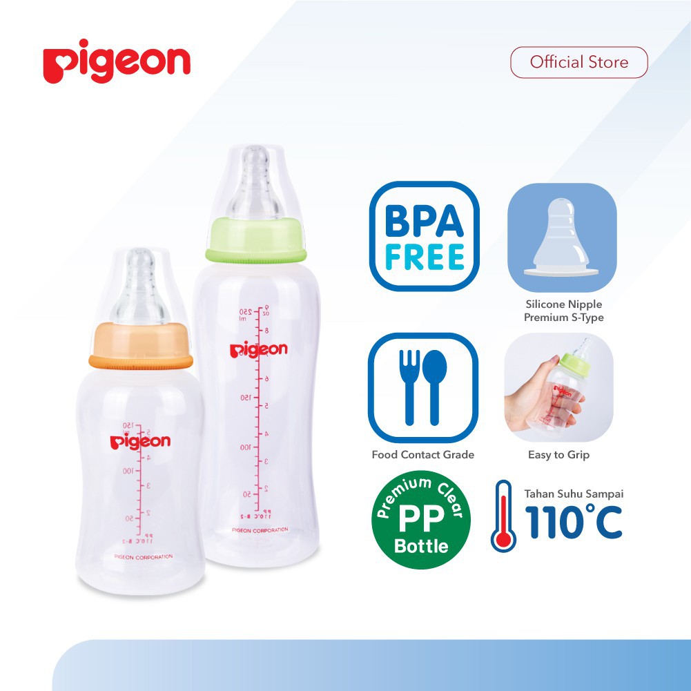 Castle - Pigeon Botol Susu Flexible PP Crystal Clear PP Streamline Bottle 250ml 150ml