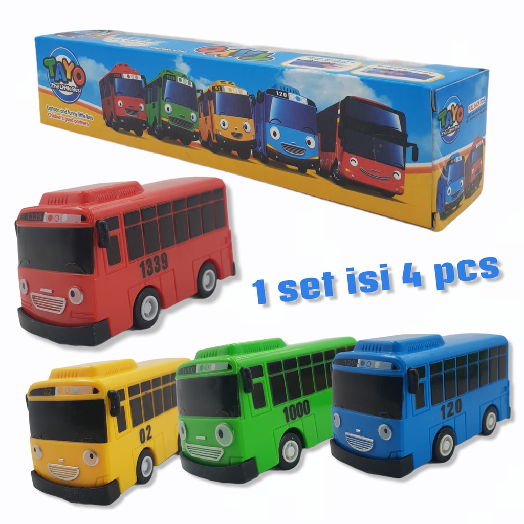 Mainan Anak - Action Figure &amp; Mainan Koleksi-Mainan Koleksi  COD 1 Pack Mobilan Bus Mini Tayo Isi 4