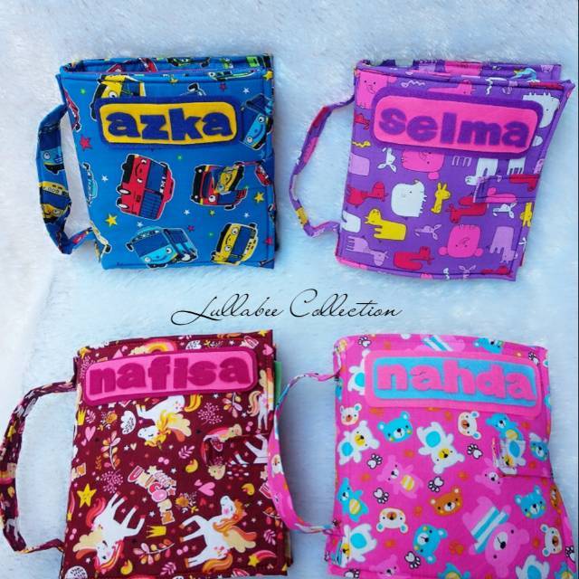 

Busybook flanel , 90 % jahitan mesin isi 10 halanman include nama sampul