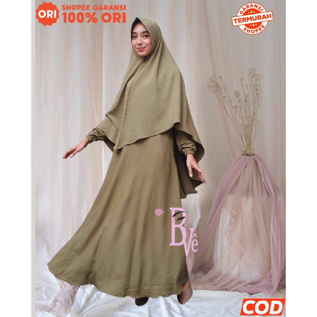 Gamis Dress Baju Muslim Syari Polos Pakaian Wanita Syari Home Syar'i Fashion Ity Crepe Set Hijab