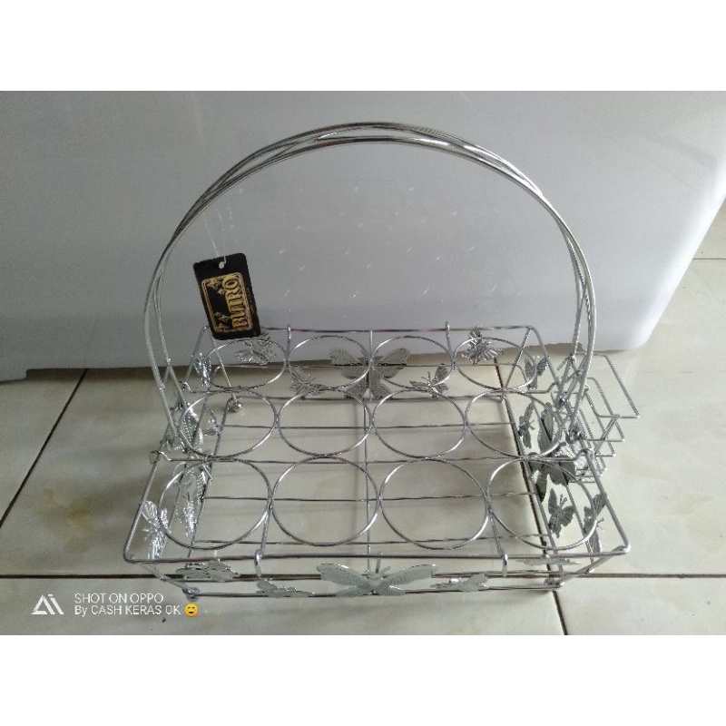 RAK AQUA STAINLESS 12 LUBANG/RAK AQUA GELAS MERK BISTRO/RAK AQUA STAINLESS ANTI KARAT