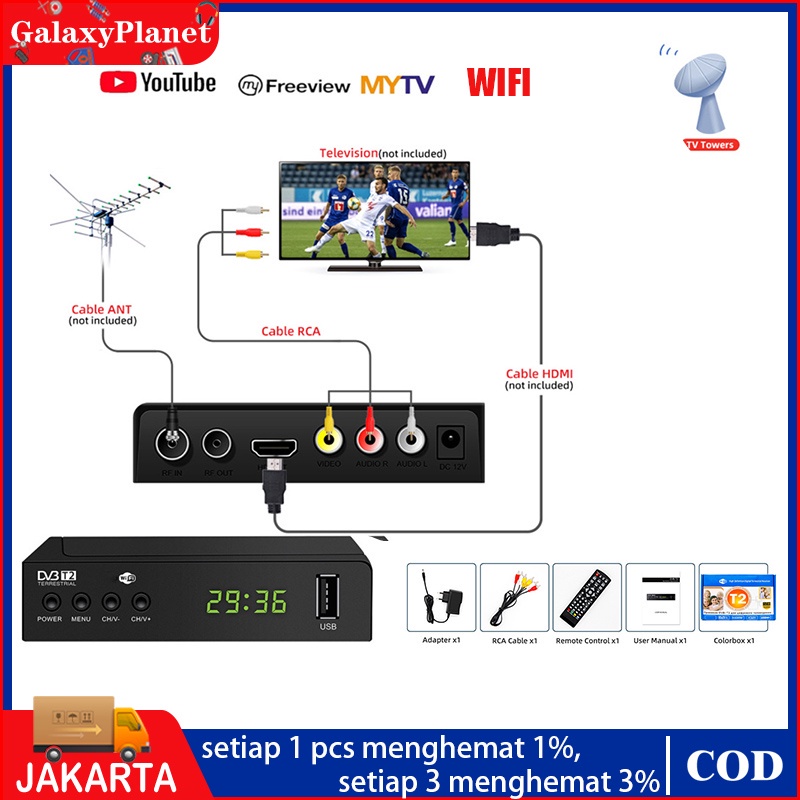 receiver tv set top box tanaka dvb t2 siaran digital suport wifi dongle versi terbaru