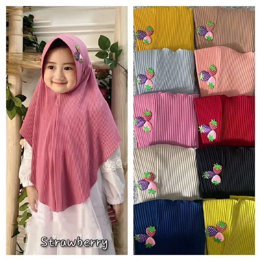 HIJAB ANAK PLISKET NAQITA KIDS STRAWBERRY 4 -10 Tahun TERMURAH Produk Terlaris Kerudung Instan Anak 