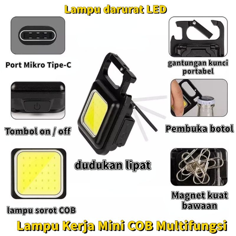 Led Senter Mini BAHAN BESI BUKAN PLASTIK Lampu Berkemah di Luar Ruangan Mini COB Lampu Kerja Perbaikan Lampu Pembuka Botol / Lampu cukur Gunting Rambut Saat Mati Listrik / Lampu Portable / Senter Ajaib Serbaguna