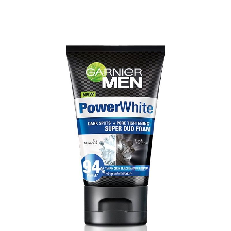 Garnier Men Power White Super Duo Foam Cleanser 100 ml Lawan Kusam &amp; Noda Hitam Wajah 100ml