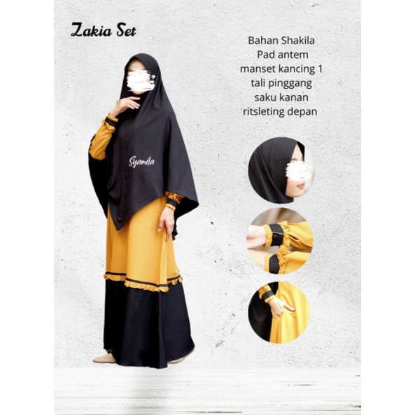 zakia set/gamis syar'i/gamis set cadar/gamis jumbo/khimar jumbo/gamis murah