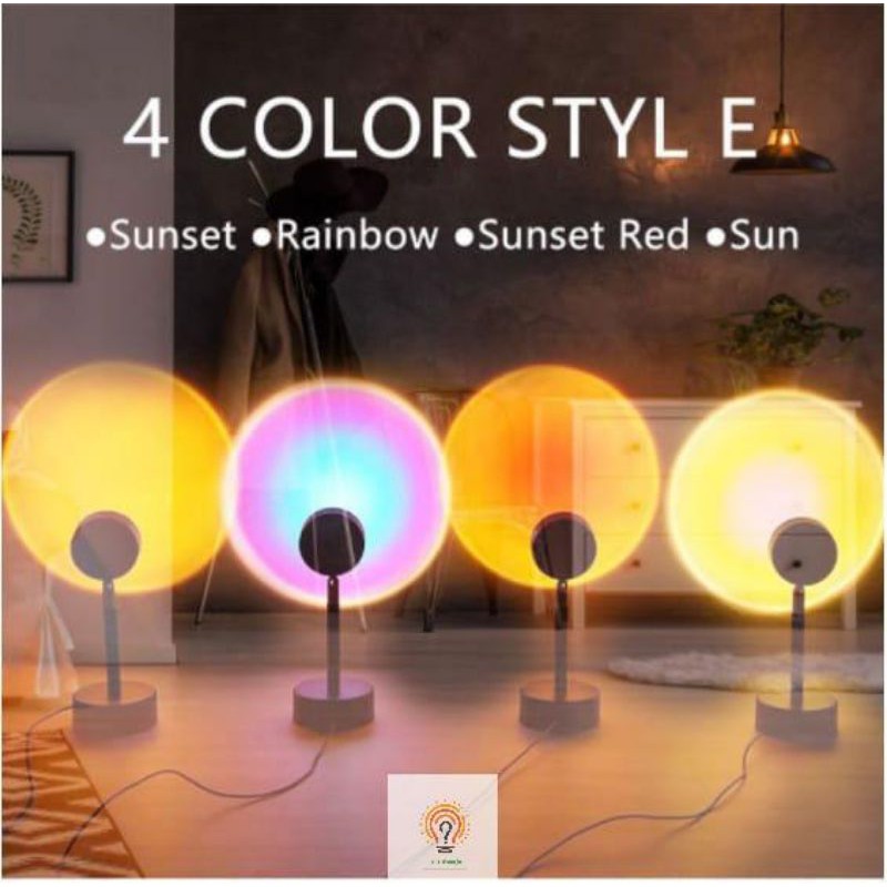 Lampu Sunset Efek Matahari / Lampu Tidur Proyetor / LED Sunset/Sun/Rainbow USB