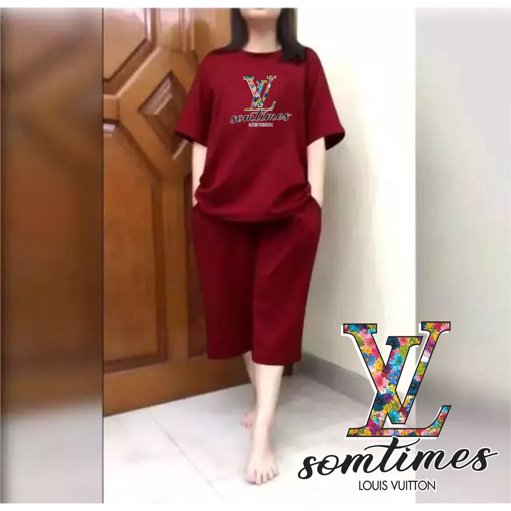 Setelan Kulot Jumbo Wanita / Set Kaos Oversize Big Size LD 120 Somtimes