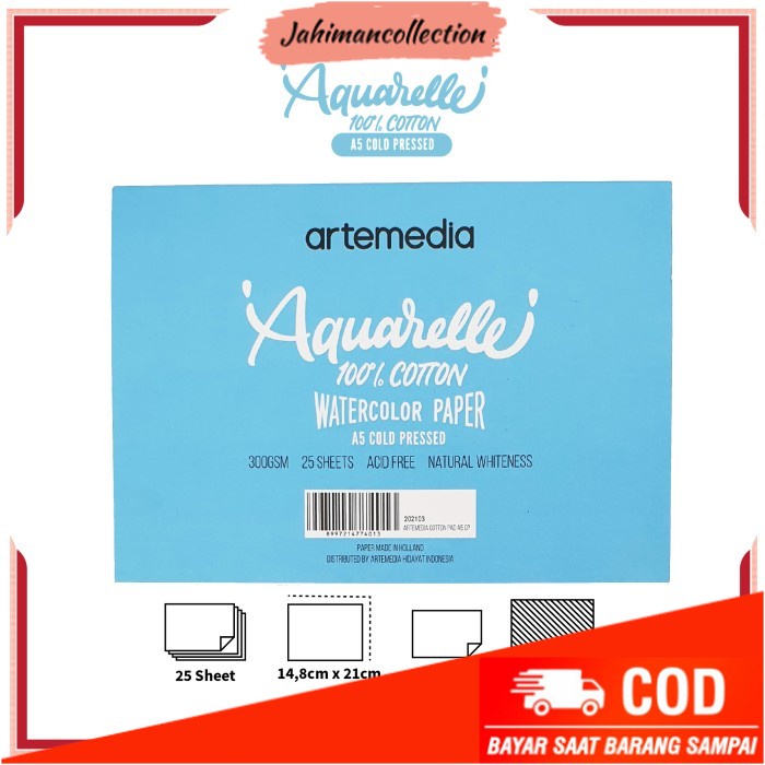 

✨ BISA COD ✨ Kertas Cat Air Artemedia A5 Cotton Cold Pressed Watercolor Pad