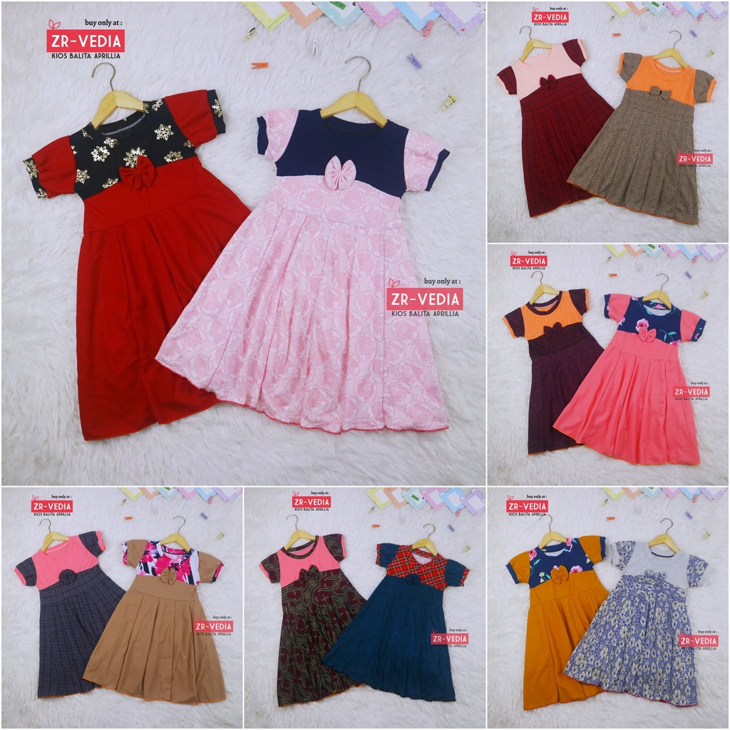 Dress Kelly uk Bayi - 6 Tahun / Dres Pesta Murah Baju Balita Perempuan Harian Gaun Anak Cewek Grosir