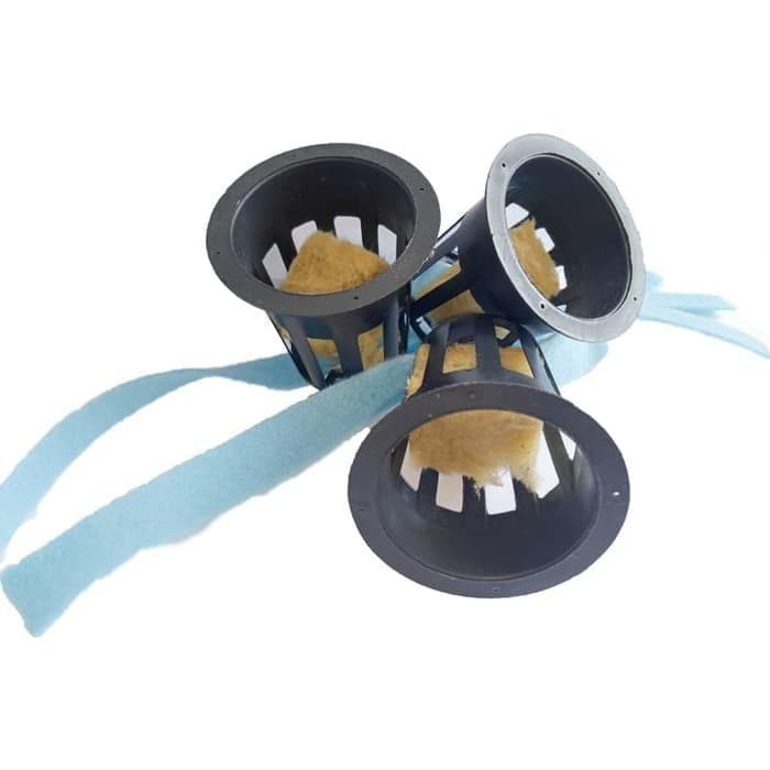 1 Set NET POT LENGKAP (NETPOT+ ROCWOOL + KAIN FLANEL) Perlengkapan Instalasi Hidroponik Rumahan Sede