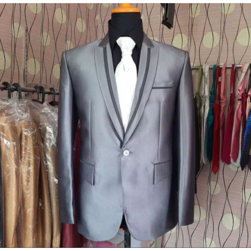 JAS PRIA STELAN JAS BLAZER JAS WEDDING JAS ABU ABU KOMBINASI FASHION PRIA