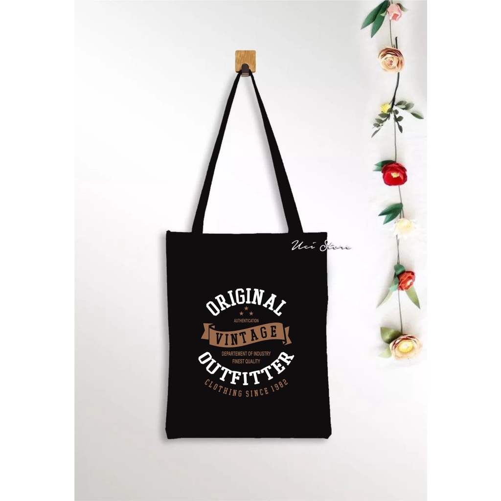 [PAKAI RESLETING] Tas tote bag wanita korea aesthetic ORIGINAL VIntage 2 //ukuran besar // sablon rapi // tas tote bag murah // totebag resleting aesthetic korea (Toko Uci)
