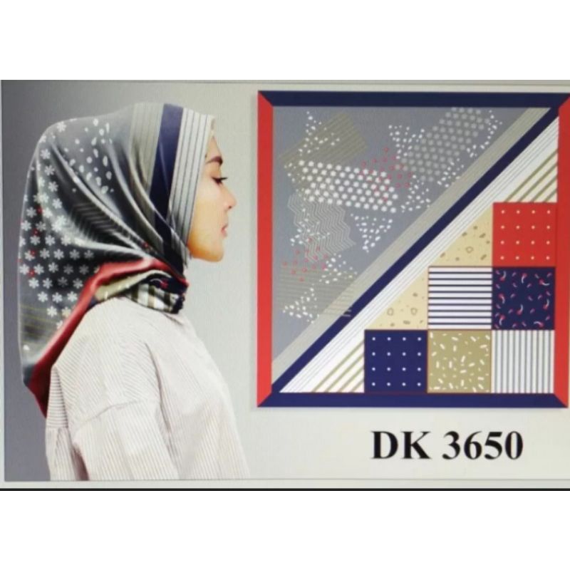 HIJAB SEGI EMPAT DEENAY  MOTIF ABU LINE BLUE