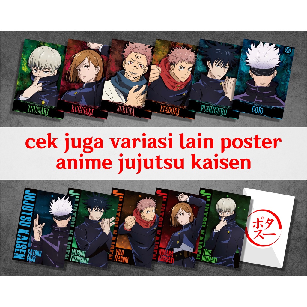 Kolesksi Poster Anime Jujutsu Kaisen B - Itadori Fushiguro Gojo Sukuna Maki Inumaki Nanami Yuuta - Size A4+