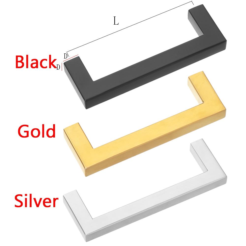 Handle Lemari SUYO Tombol Pintu Dapur Kotak Hitam/Gold/Silver Stainless Steel