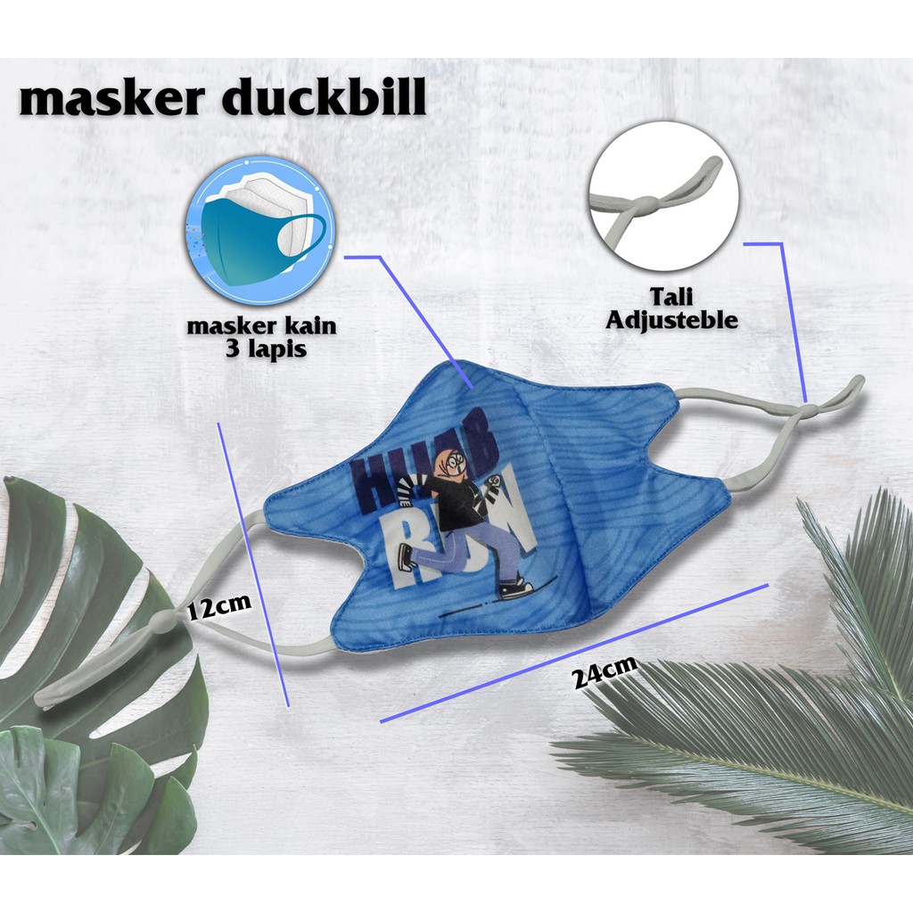 Masker duckbill Overlimit Go for it masker Kain Pria Wanita Cowok Cewek Tali Karet Elastis 3 PLY
