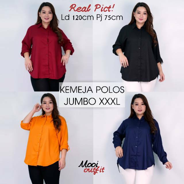 Mooi Outfit - Kemeja Oversize Wanita / Kemeja Wanita Jumbo Ld 120 Ld 130
