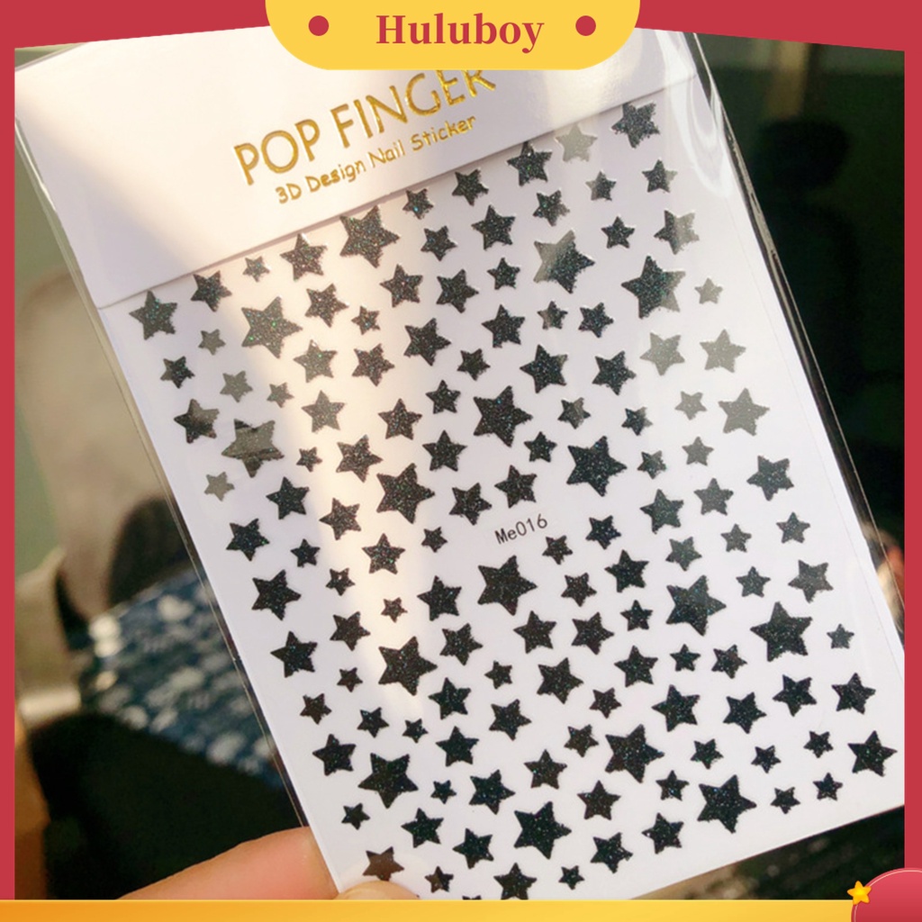 Huluboy Huluboy♡ Stiker Kuku Glitter Shiny Tidak Pudar Untuk Wanita